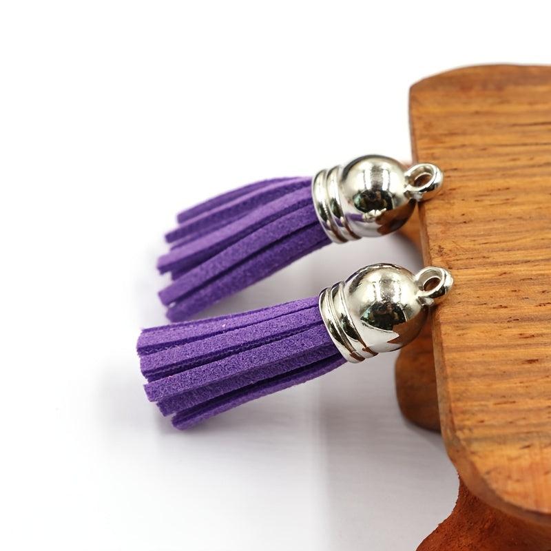 60pcs Leather Tassel Keychain DIY Charms Jewelry Craft Supplies
