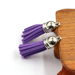 60pcs Leather Tassel Keychain DIY Charms Jewelry Craft Supplies