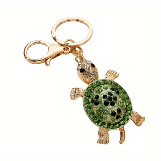 Rhinestone Turtle Tortoise Keychain Metal Key Ring Car Decoration Christmas Gift