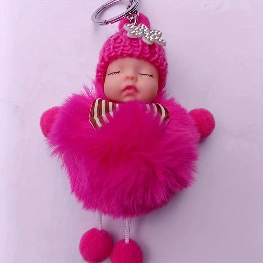 Pom Pom Baby Keychain Plush Key Ring Purse Bag Charm Gift