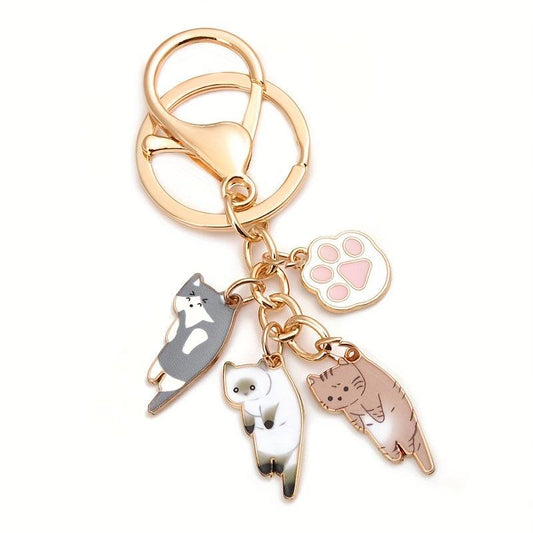 Cartoon Cat Keychain Animal Key Ring Purse Bag Backpack Charm Cat Mom Gift