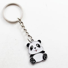 Vintage Cartoon Enamel Panda Keychain For Keys Car Key Ring