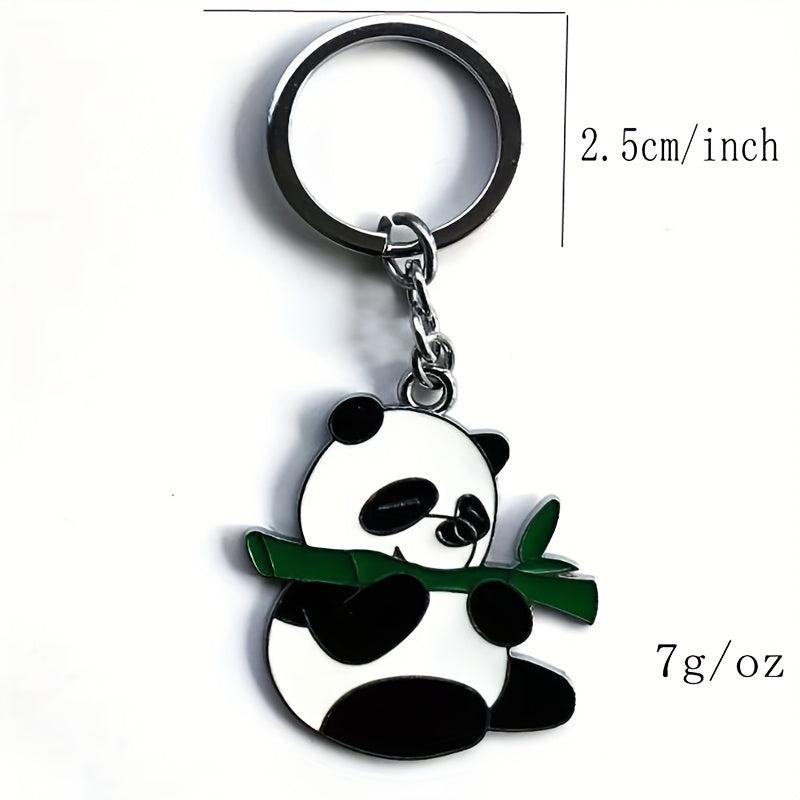 Vintage Cartoon Enamel Panda Keychain For Keys Car Key Ring