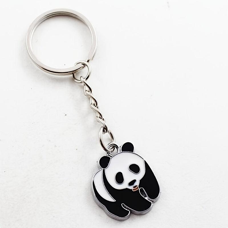 Vintage Cartoon Enamel Panda Keychain For Keys Car Key Ring