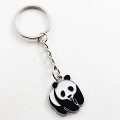 Vintage Cartoon Enamel Panda Keychain For Keys Car Key Ring