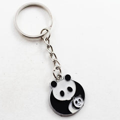Vintage Cartoon Enamel Panda Keychain For Keys Car Key Ring