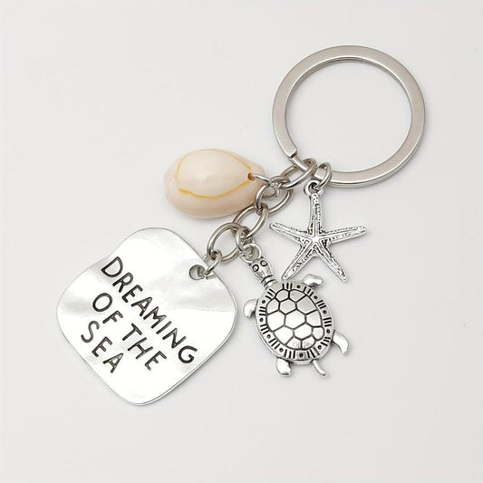 Turtle Shell Starfish Keychain Bag Charm