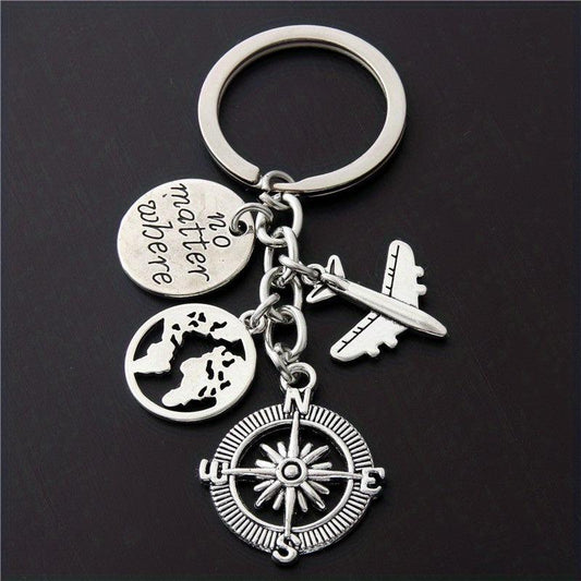 Airplane Travel Keychain Metal Key Ring Purse Bag Backpack Car Charm