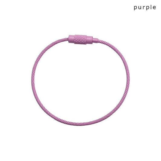 Colorful Ring Luggage Tag Clip Keychain Rope Key Ring Cable Screw Lock Durable
