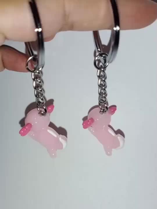2pcs Axolotl Keychain Resin Animal Key Ring Purse Bag Backpack Charm