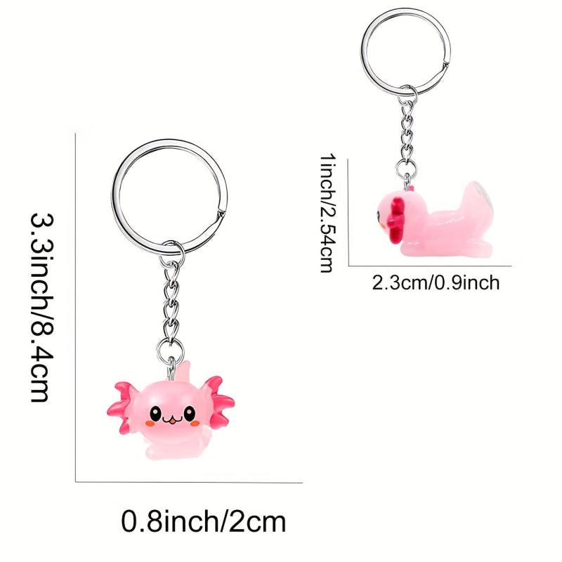 2pcs Axolotl Keychain Resin Animal Key Ring Purse Bag Backpack Charm