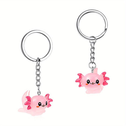 2pcs Axolotl Keychain Resin Animal Key Ring Purse Bag Backpack Charm