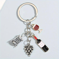 Y2K Wine & Bottle Opener Keychain Metal Key Ring Purse Bag Charm