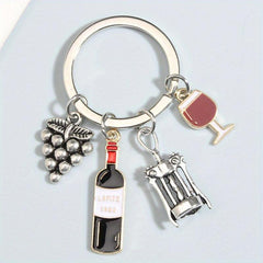 Y2K Wine & Bottle Opener Keychain Metal Key Ring Purse Bag Charm