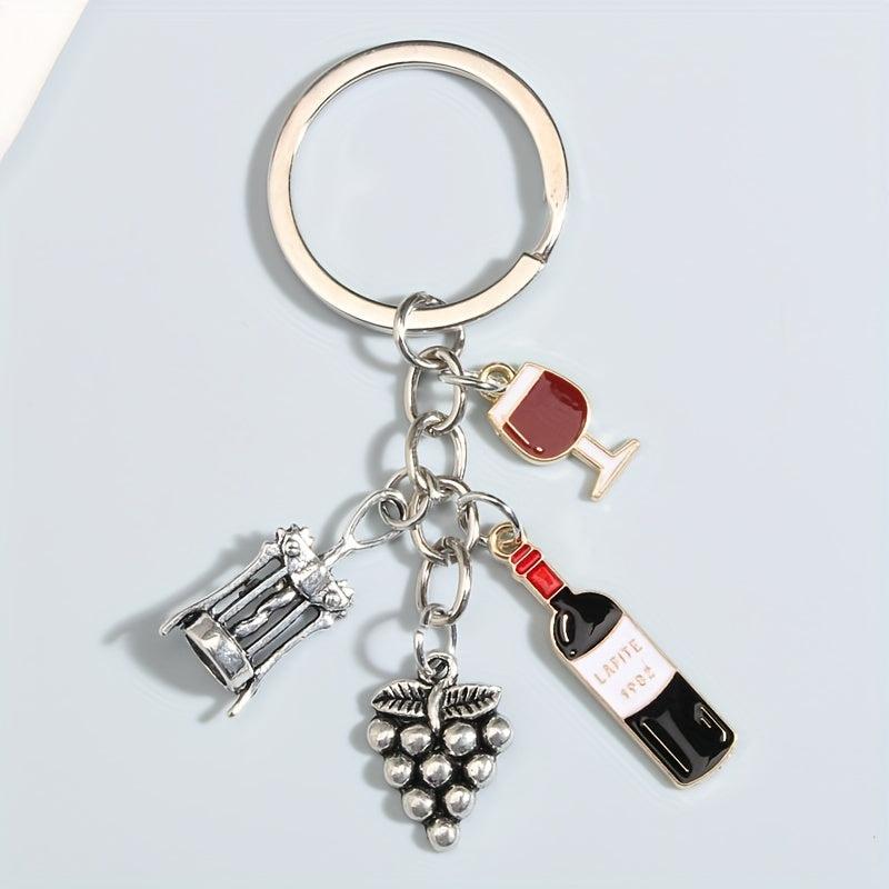 Y2K Wine & Bottle Opener Keychain Metal Key Ring Purse Bag Charm