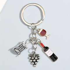 Y2K Wine & Bottle Opener Keychain Metal Key Ring Purse Bag Charm