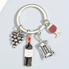 Y2K Wine & Bottle Opener Keychain Metal Key Ring Purse Bag Charm