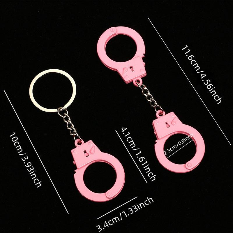 Mini Handcuffs Keychain Metal Key Ring Purse Bag Backpack Car Charm Gift