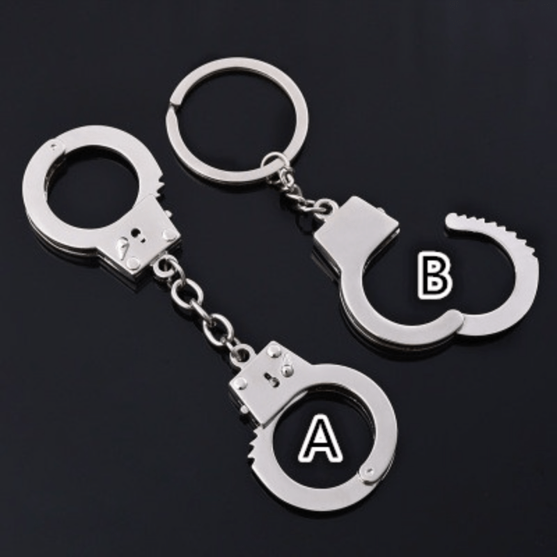 Mini Handcuffs Keychain Metal Key Ring Purse Bag Backpack Car Charm Gift