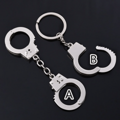 Mini Handcuffs Keychain Metal Key Ring Purse Bag Backpack Car Charm Gift
