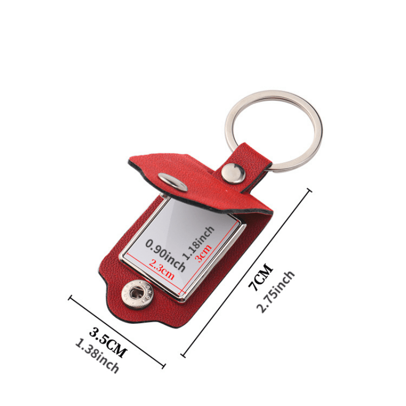 Sublimation Blank Picture Photo Frame Keychain PU Leather Bag Keyring