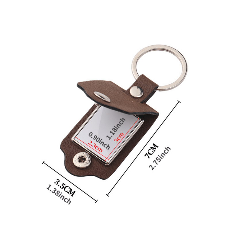 Sublimation Blank Picture Photo Frame Keychain PU Leather Bag Keyring