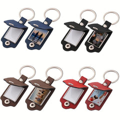 Sublimation Blank Picture Photo Frame Keychain PU Leather Bag Keyring