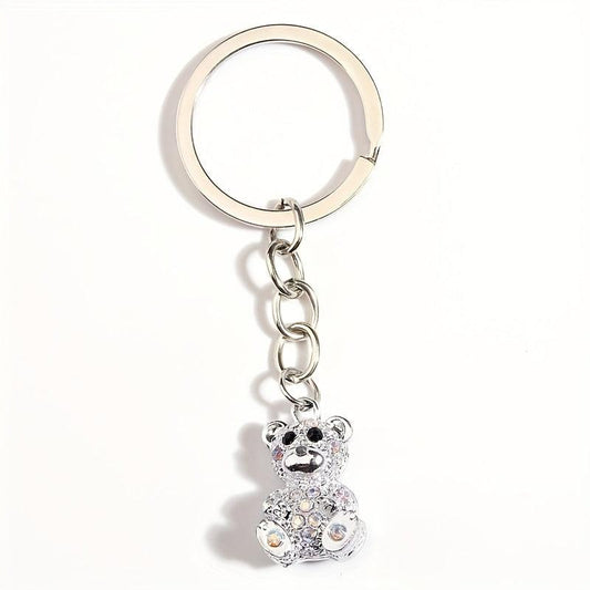 Rhinestone Bear Keychain Metal Doll Key Ring Phone Pendant Gift