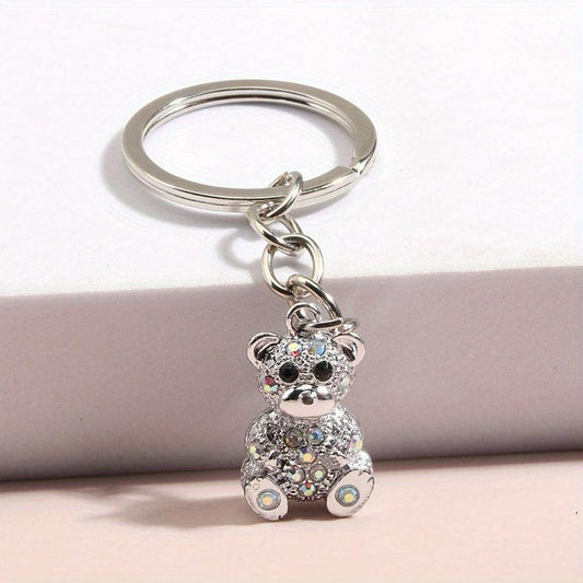 Rhinestone Bear Keychain Metal Doll Key Ring Phone Pendant Gift