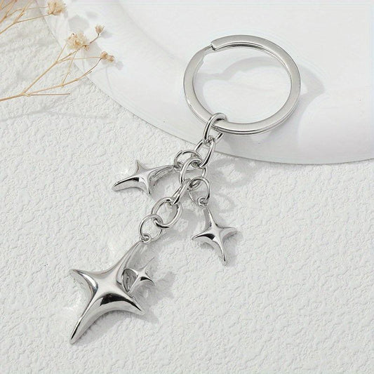 Y2K Stars Decor Keychain Metal Key Ring Purse Bag Backpack Car Charm