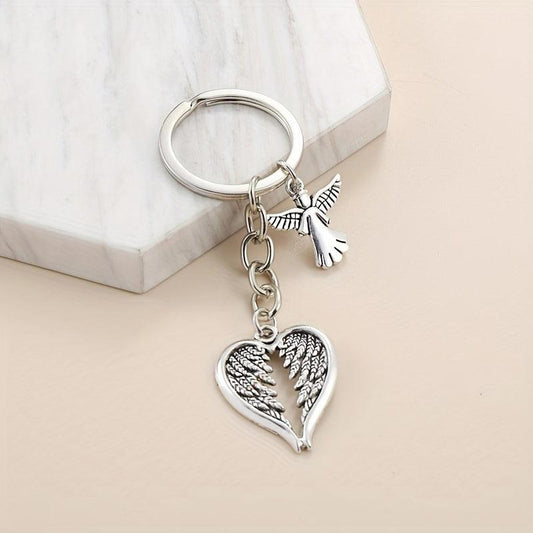 Angel Wings Keychain Fairy Metal Key Ring Car Hanging Accessory