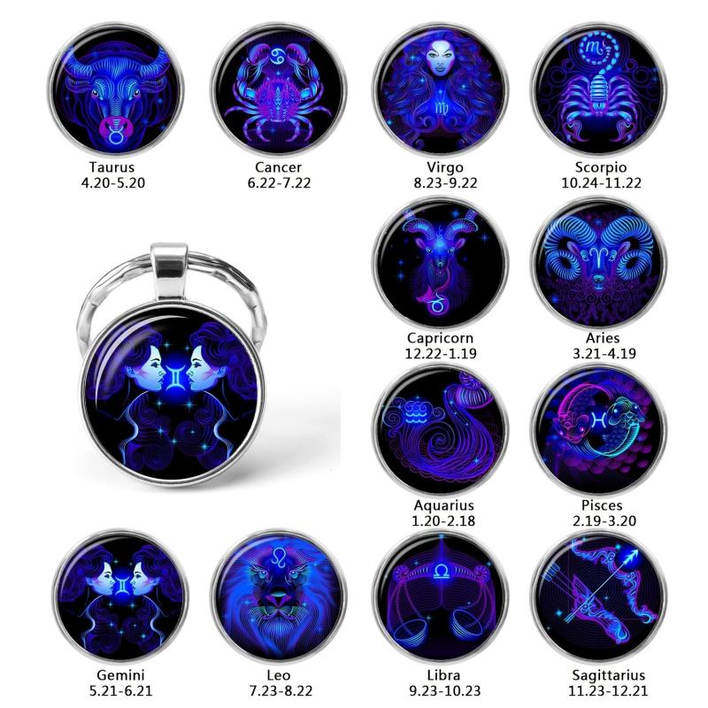 Vintage Zodiac Keychain Pendant Lucky Bag Key Chain Keyring