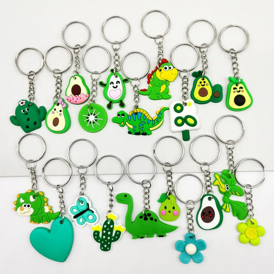20pcs Cartoon Keychain Party Favors Mini Keyring For Classroom Prizes Goodie Bag