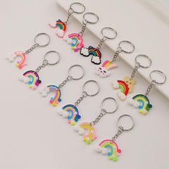 12pcs PVC Silicone Rainbow Keychain Cartoon Rainbow Cloud Key Chain Bag Charm