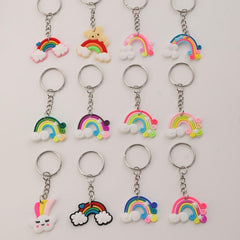 12pcs PVC Silicone Rainbow Keychain Cartoon Rainbow Cloud Key Chain Bag Charm