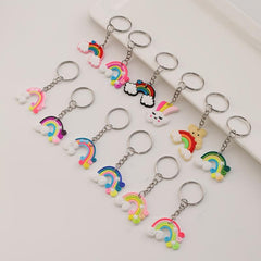 12pcs PVC Silicone Rainbow Keychain Cartoon Rainbow Cloud Key Chain Bag Charm