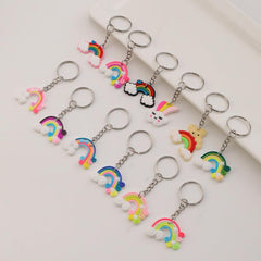 12pcs PVC Silicone Rainbow Keychain Cartoon Rainbow Cloud Key Chain Bag Charm