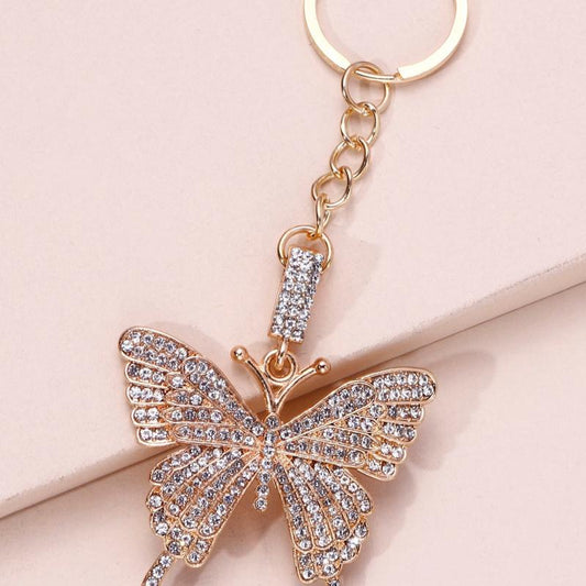 Alloy Butterfly Zicron Keychain, Elegant Design