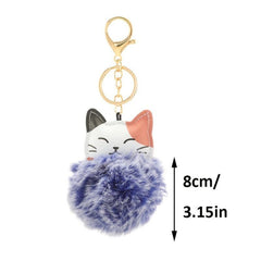 Cat Pom Pom Plush Keychain Bag Key Chain Keyring Bag Charm