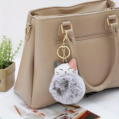 Cat Pom Pom Plush Keychain Bag Key Chain Keyring Bag Charm
