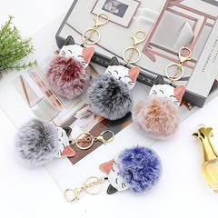 Cat Pom Pom Plush Keychain Bag Key Chain Keyring Bag Charm