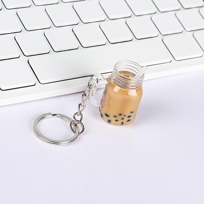 Milk Tea Cup Keychain Mini Novelty Food Pendant Funny Bag & Backpack Ornament