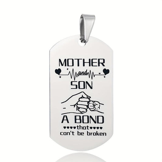 Mother Son Bond Vintage Stainless Steel Keychain Necklace Set
