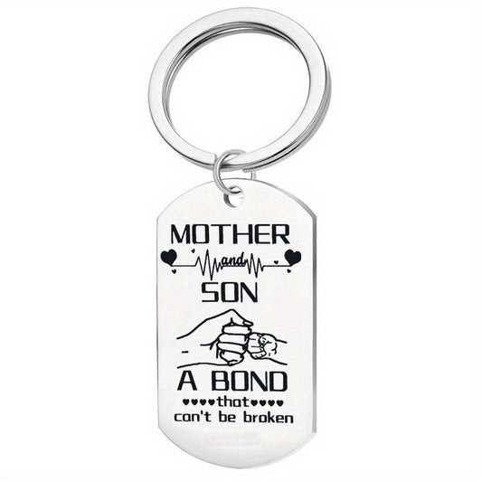 Mother Son Bond Vintage Stainless Steel Keychain Necklace Set
