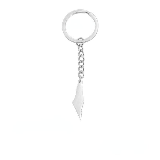 Hebrew Map Keychain Stainless Steel Pendant