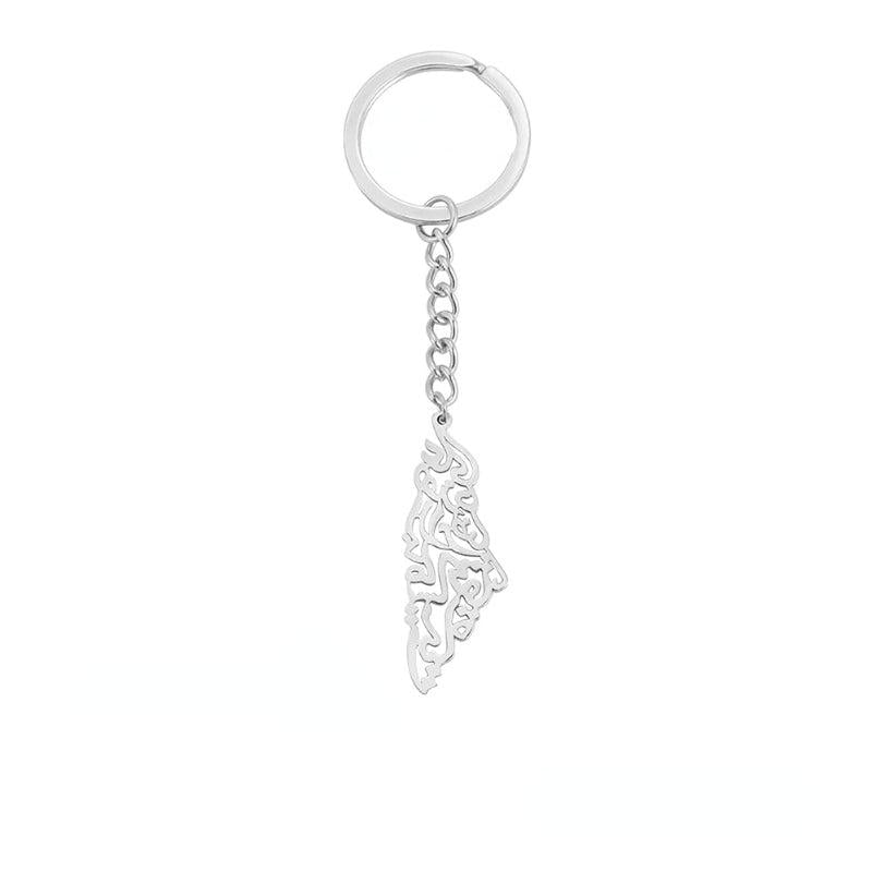 Hebrew Map Keychain Stainless Steel Pendant
