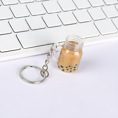 Bubble Tea Bottle Keychain Adorable Key Ring Gift For Bestie