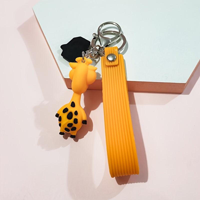 Giraffe Keychain PVC Cartoon Funny Keychain Girls Bags Doll Key Rings