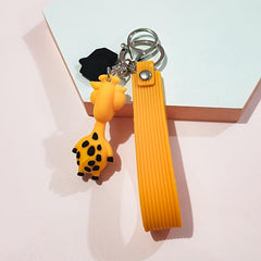 Giraffe Keychain PVC Cartoon Funny Keychain Girls Bags Doll Key Rings