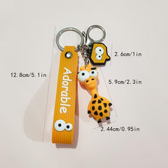 Giraffe Keychain PVC Cartoon Funny Keychain Girls Bags Doll Key Rings